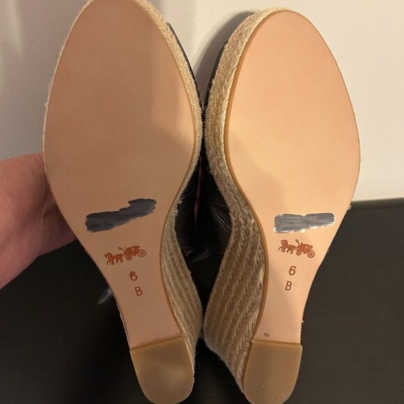 Womens COACH Sz 6 Gray Metallic Platform Wedge Open Toe Shoes - Picture 6 of 6